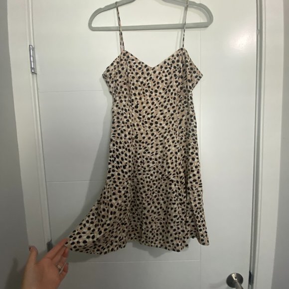 & Other Stories Leopard Print Spaghetti Strap Mini Skater Dress - Picture 4 of 5